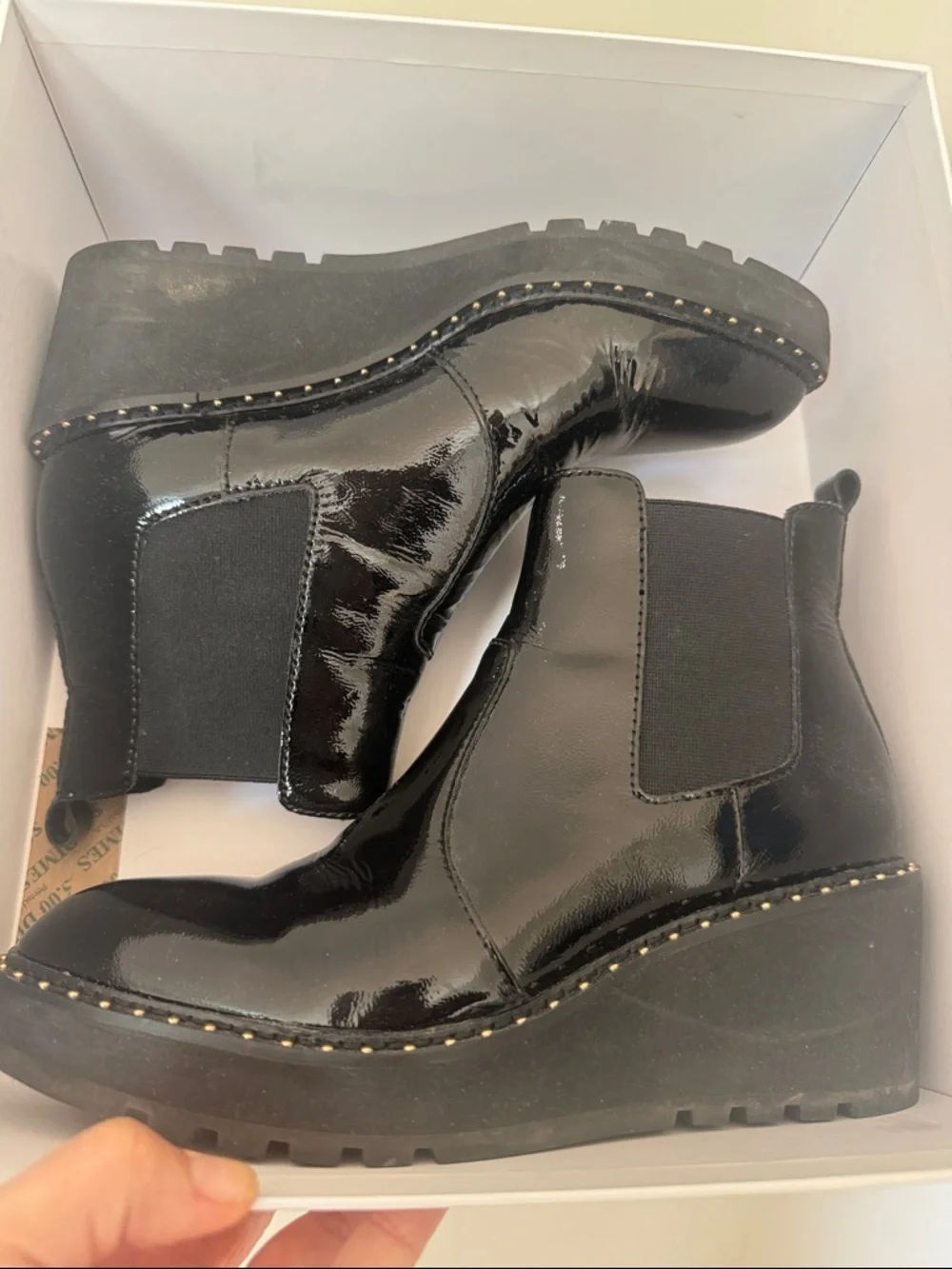 Cecelia NY Gemma Black Patent Platform Boots sz 8 - Picture 2 of 8